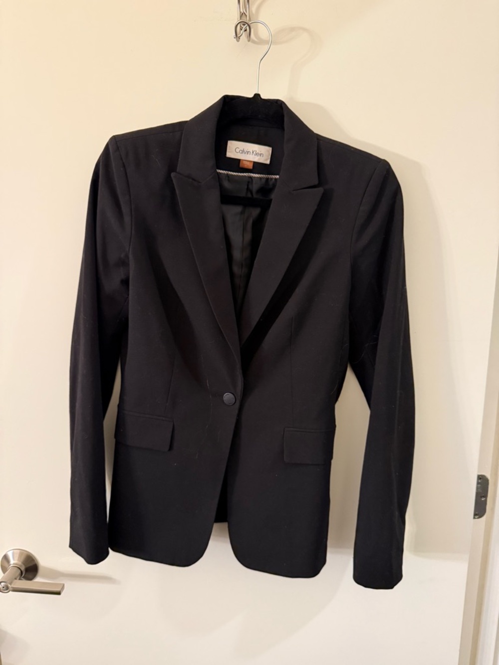 Calvin Klein Black Women's Blazer with Notch Lapel